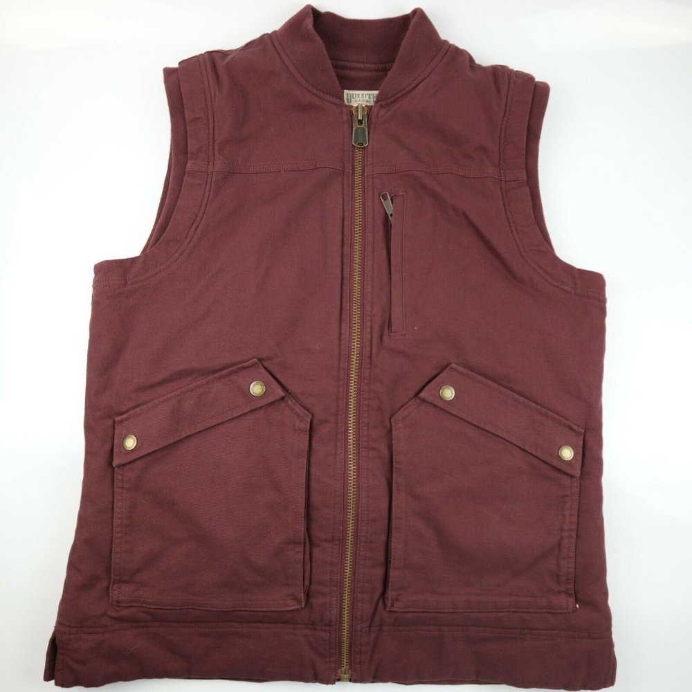 Duluth Trading Co. Zip Hunting Field Cargo Burgundy 3M thinsulate Vest Men's M